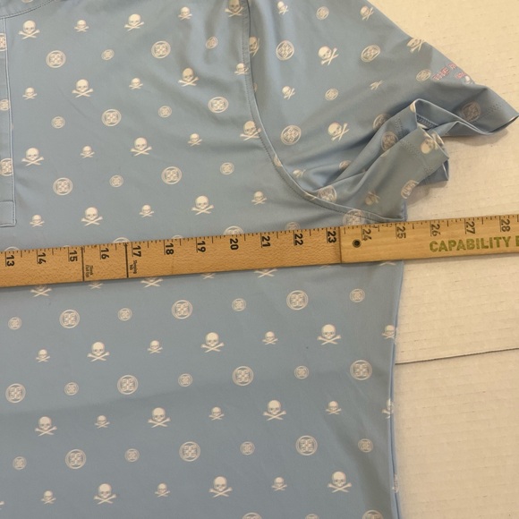 G-Fore Shirt Adult Size XL Sky Blue Allover Skull Print Golf Polo Rugby Mens - Picture 9 of 13